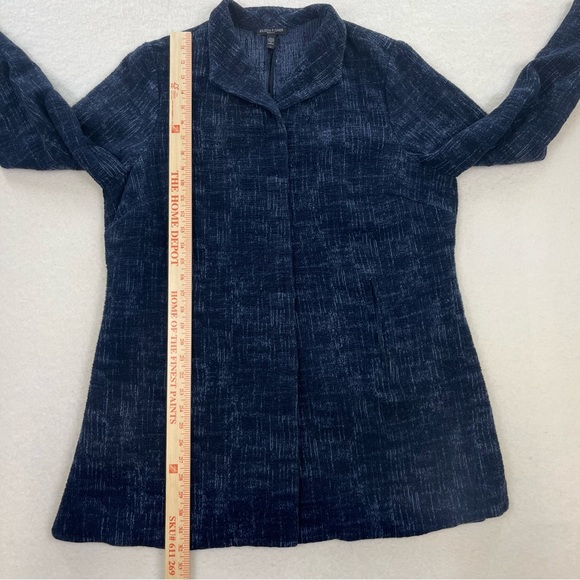 Eileen Fisher Woven Cotton Twist Blue Jacket Size 1X - Picture 6 of 8
